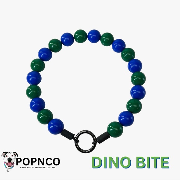 Handcrafted Beaded Dog Collar - Canuck - Blue and Green - Canucks Fan - Picture 7 of 15